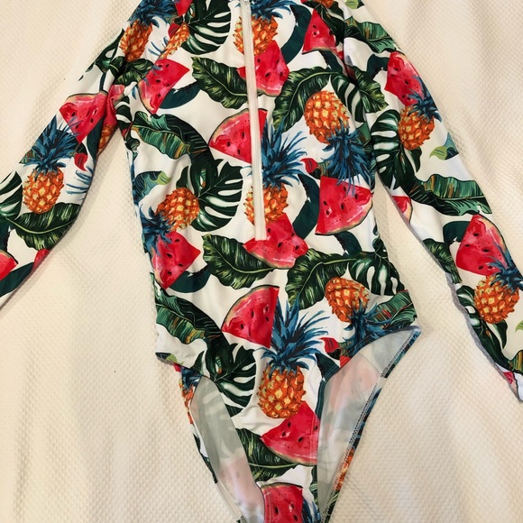 NEW! Shein Tropical and Fruit Floral One Piece swimsuit - Picture 2 of 5